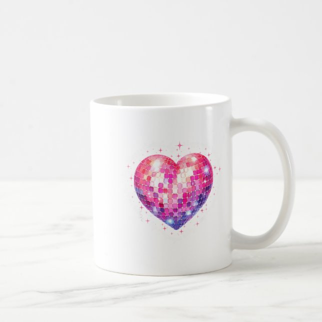 Happy Valentine's Day Coquette Nk Disco Ball Heart Kaffemugg (Höger)