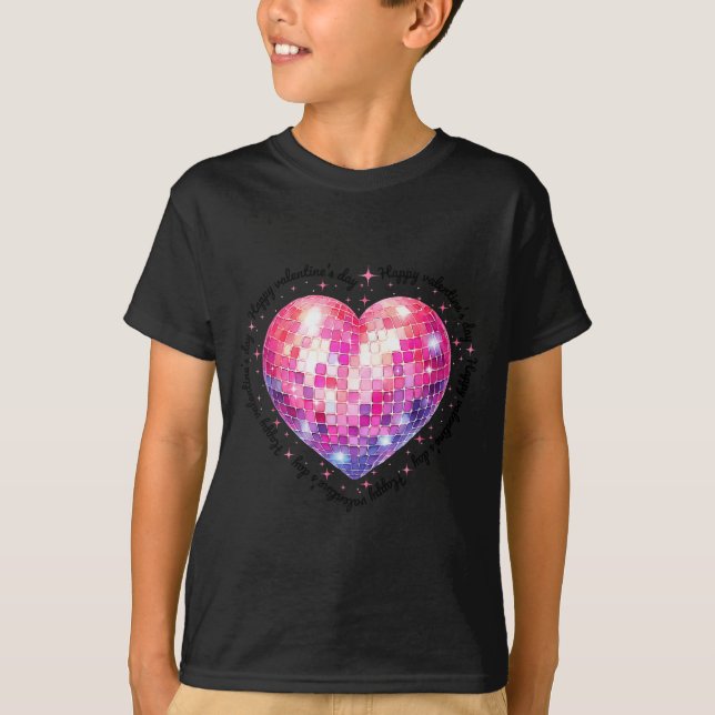 Happy Valentine's Day Coquette Nk Disco Ball Heart T Shirt (Framsida)