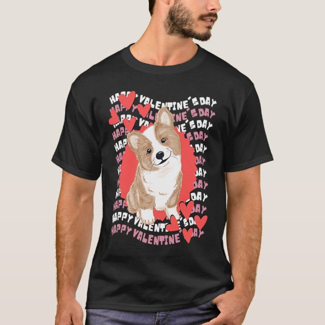 Happy Valentine's Day Corgi Valentine Teacher Vale T Shirt (Framsida)