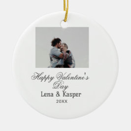 Happy Valentine's day couple photo modern simple t Julgransprydnad Keramik