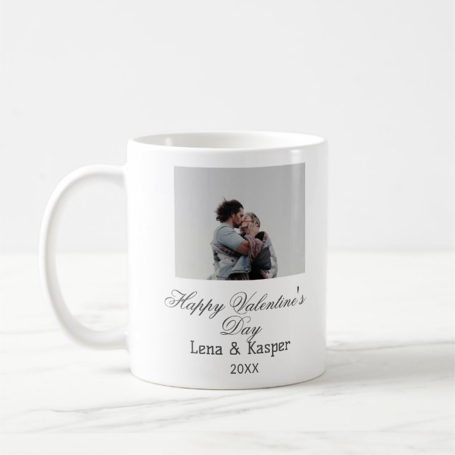 Happy Valentine's day couple photo modern simple t Kaffemugg (Vänster)