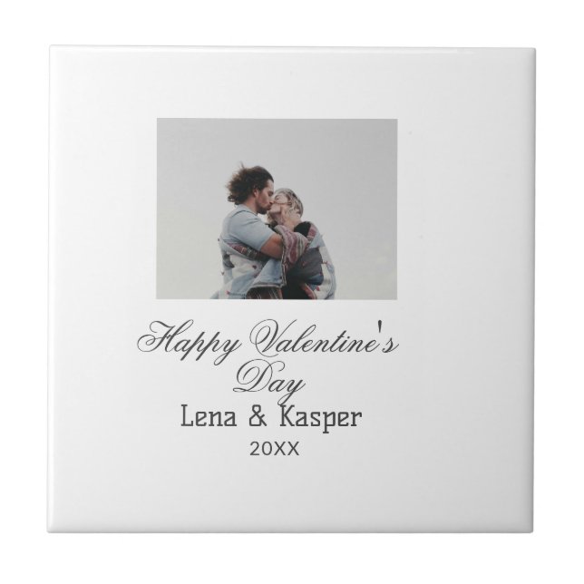Happy Valentine's day couple photo modern simple t Kakelplatta (Framsidan)