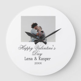 Happy Valentine's day couple photo modern simple t Stor Klocka
