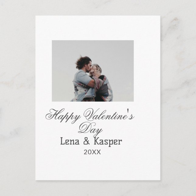 Happy Valentine's day couple photo modern simple t Vykort (Framsida)