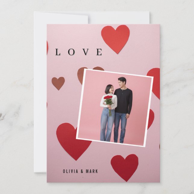 Happy Valentines Day Custom Photo Collage Love   Julkort (Framsida)