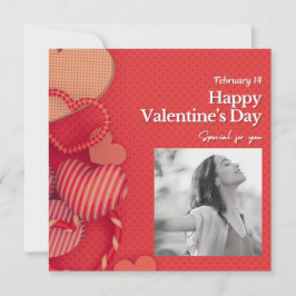 Happy valentine's day Custom Photo Red Hearts Julkort