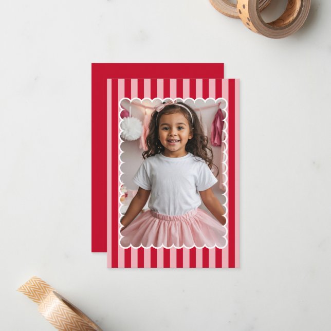 Happy Valentine's Day Custom Photograph Modern Anteckningskort (Fram/Back In Situ)