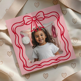 Happy Valentine's Day Custom Photograph Wavy Bow Anteckningskort
