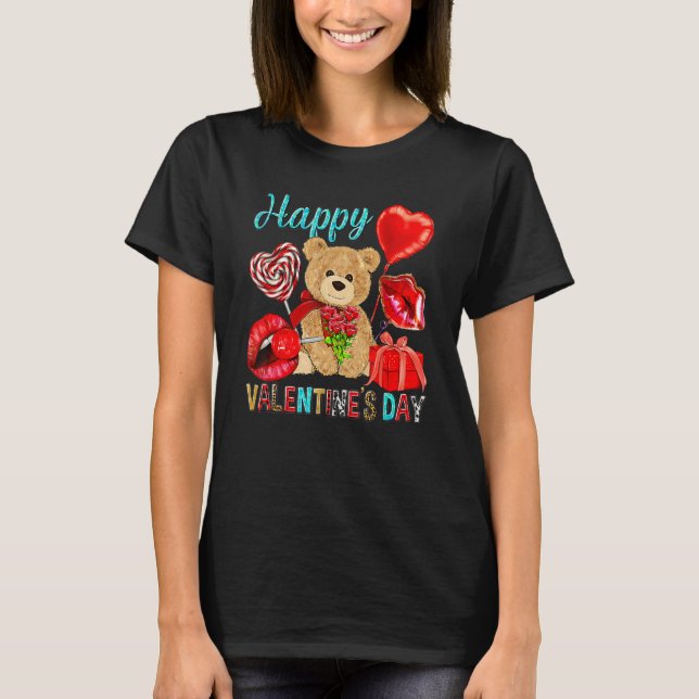 Happy Valentine's Day Cute Bear Western Valentine' T Shirt (Framsida)