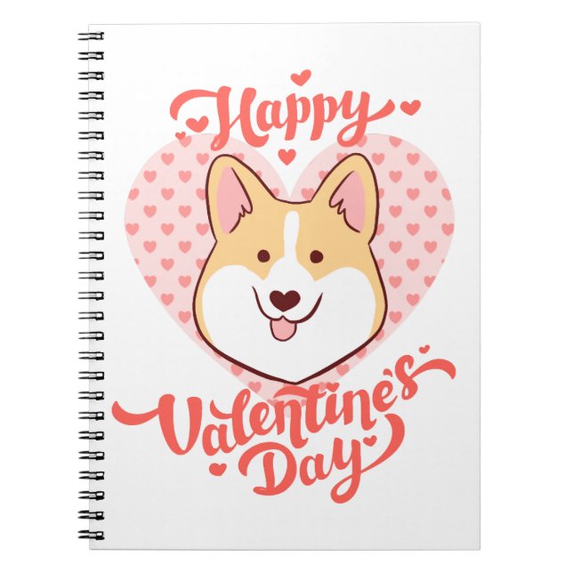 Happy Valentines Day Cute Corgi Dog Anteckningsbok (Framsidan)