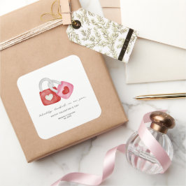 Happy Valentine's Day Cute Fun Locks Hearts Custom Fyrkantigt Klistermärke