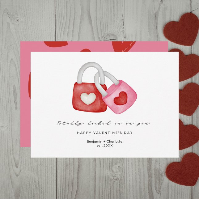 Happy Valentine's Day Cute Fun Locks Hearts Custom Julkort (Skapare uppladdad)