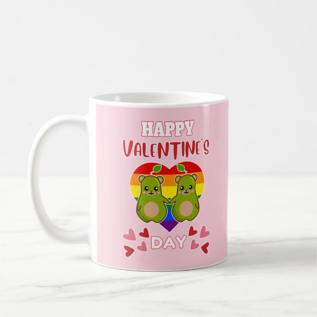 HAPPY VALENTINE'S DAY Cute Pear Bear Pair LGBT Kaffemugg (Vänster)