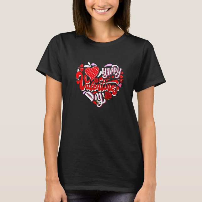 Happy Valentine's Day Cute Red Heart Valentine Pre T Shirt (Framsida)