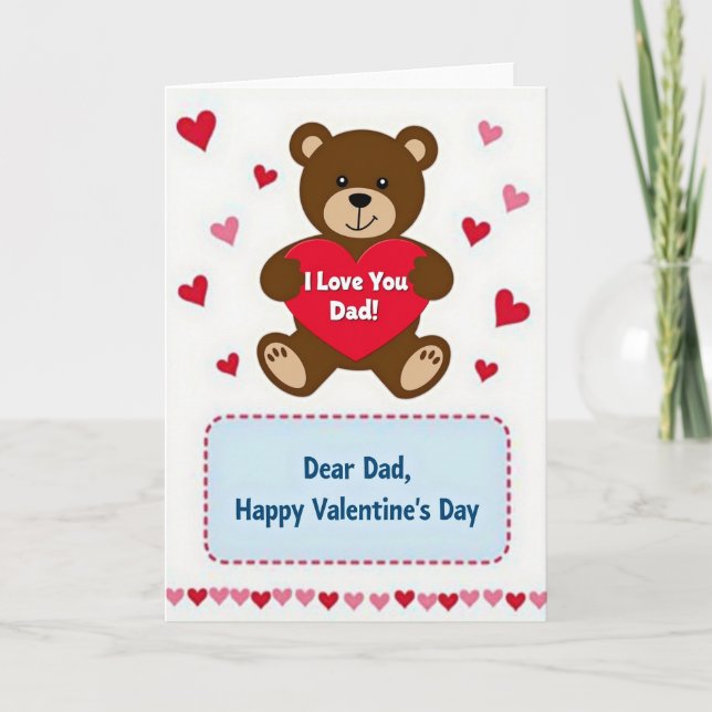 Happy Valentines Day Dad Bear Card Kort (Framsida)