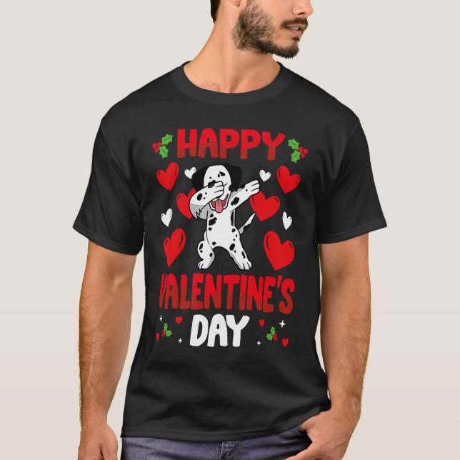 Happy Valentines Day dalmatian Heart Love Animal T Shirt (Framsida)