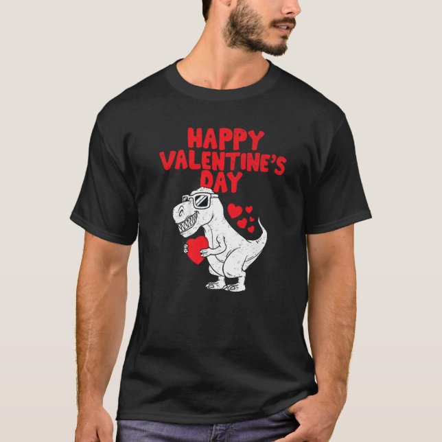 Happy Valentines Day Dinosaur Trex Toddler Boys Ki T Shirt (Framsida)