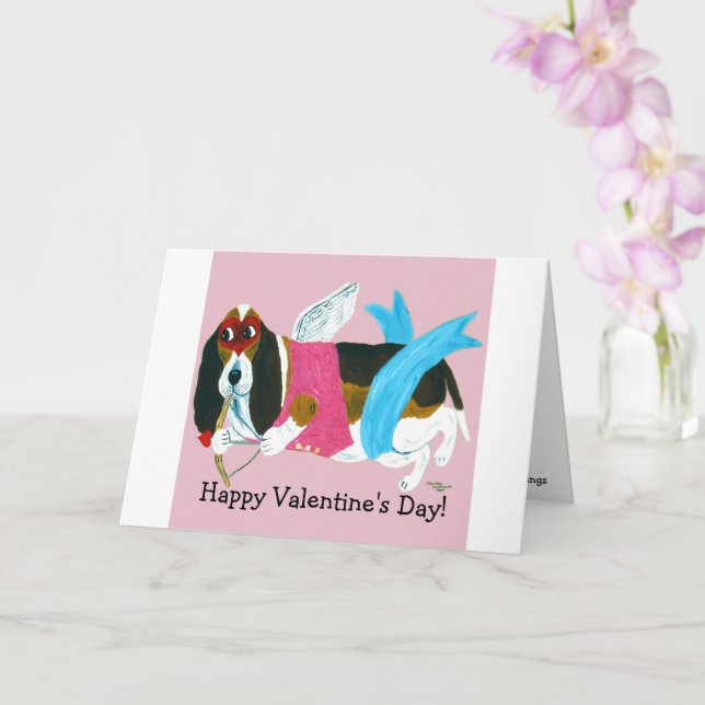 Happy Valentine's Day Doggie Folded Greeting Card Kort (Orkide)