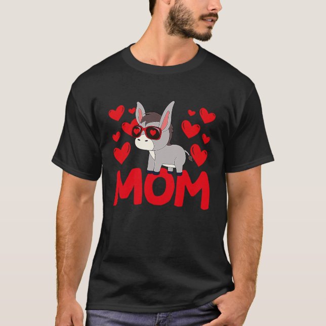 Happy Valentine's Day Donkey Mom Mothers Day Valen T Shirt (Framsida)