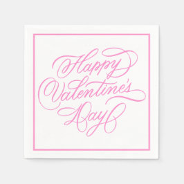 Happy Valentines Day Elegant Pink Calligraphy  Pappersservett