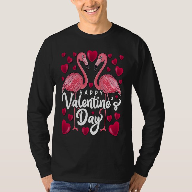 Happy Valentine's Day Flamingo  Valentine's Day Co T Shirt (Framsida)