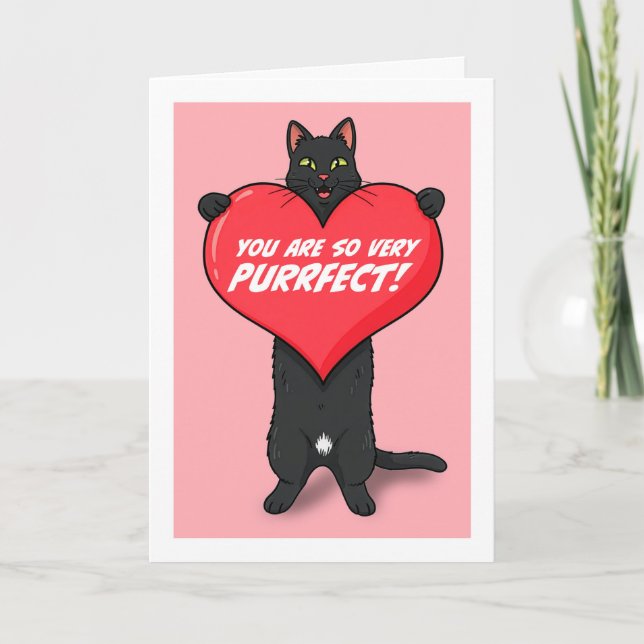 Happy Valentines Day For Anyone Cat Holding Heart  Helgkort (Framsida)