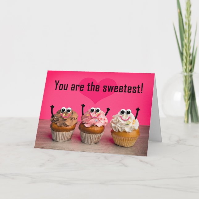 Happy Valentines Day For Anyone Sweetest Cupcakes  Helgkort (Framsida)