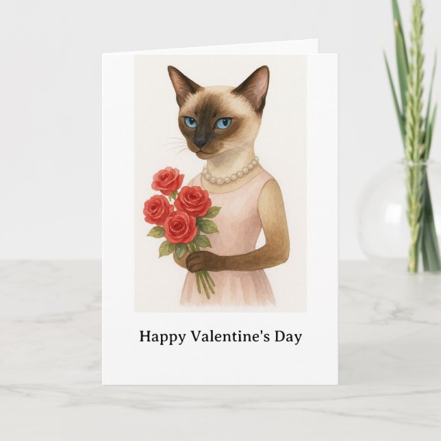 Happy Valentine's Day for Siamese Cat Lover  Kort (Framsida)