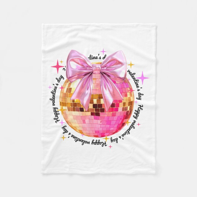 Happy Valentine's Day Funny Coquette Disco Ball Gi Fleecefilt (Framsidan)