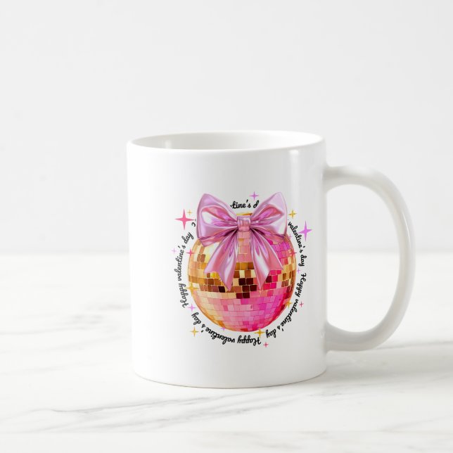 Happy Valentine's Day Funny Coquette Disco Ball Gi Kaffemugg (Höger)