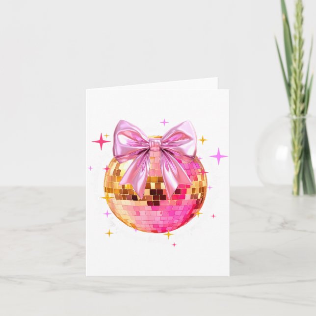 Happy Valentine's Day Funny Coquette Disco Ball Gi Kort (Framsida)