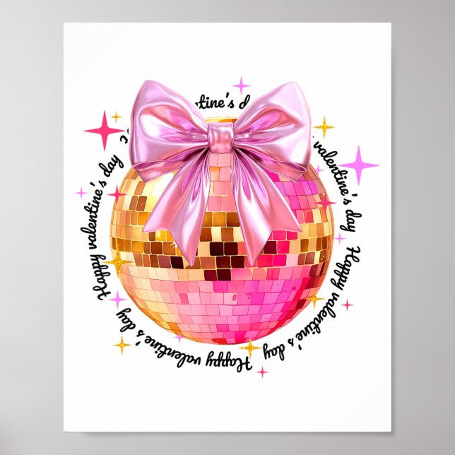 Happy Valentine's Day Funny Coquette Disco Ball Gi Poster (Framsidan)