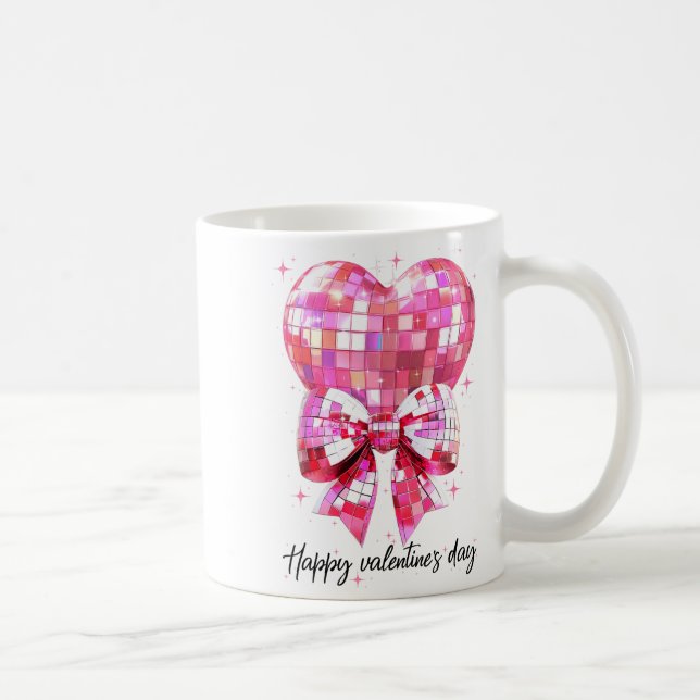 Happy Valentine's Day Funny Coquette Disco Ball He Kaffemugg (Höger)