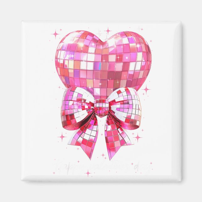Happy Valentine's Day Funny Coquette Disco Ball He Magnet (Framsidan)