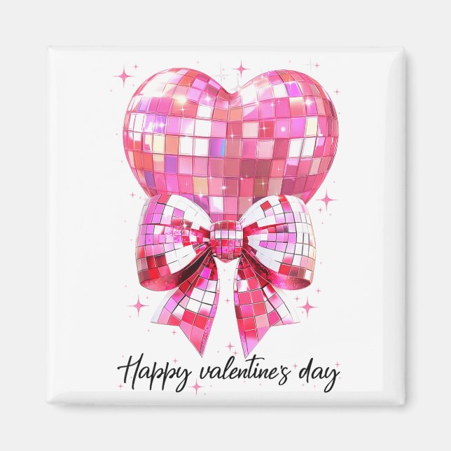 Happy Valentine's Day Funny Coquette Disco Ball He Magnet (Framsidan)