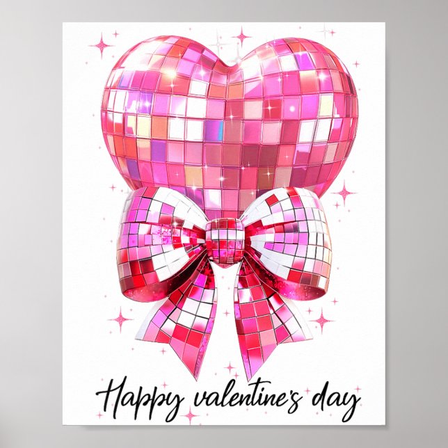Happy Valentine's Day Funny Coquette Disco Ball He Poster (Framsidan)