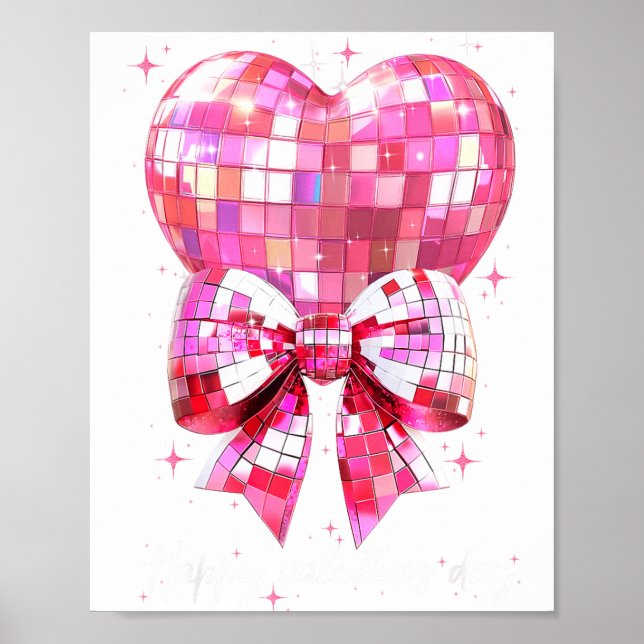 Happy Valentine's Day Funny Coquette Disco Ball He Poster (Framsidan)