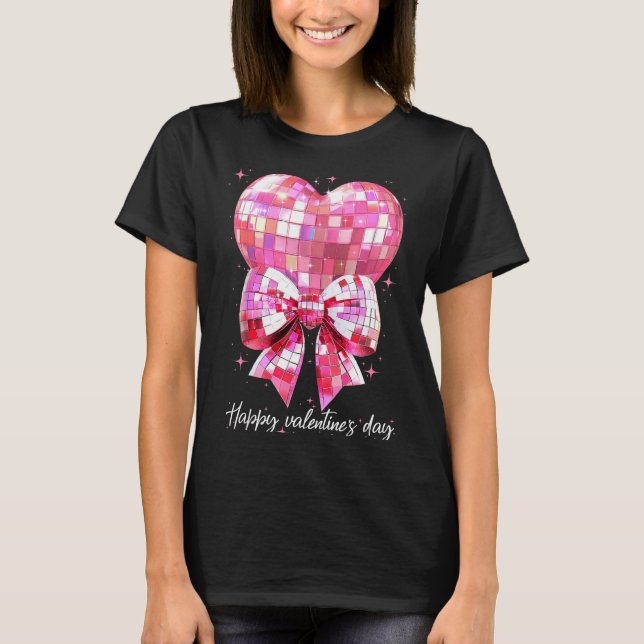 Happy Valentine's Day Funny Coquette Disco Ball He T Shirt (Framsida)