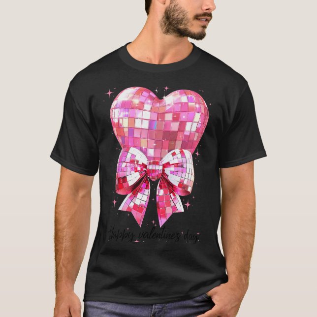 Happy Valentine's Day Funny Coquette Disco Ball He T Shirt (Framsida)