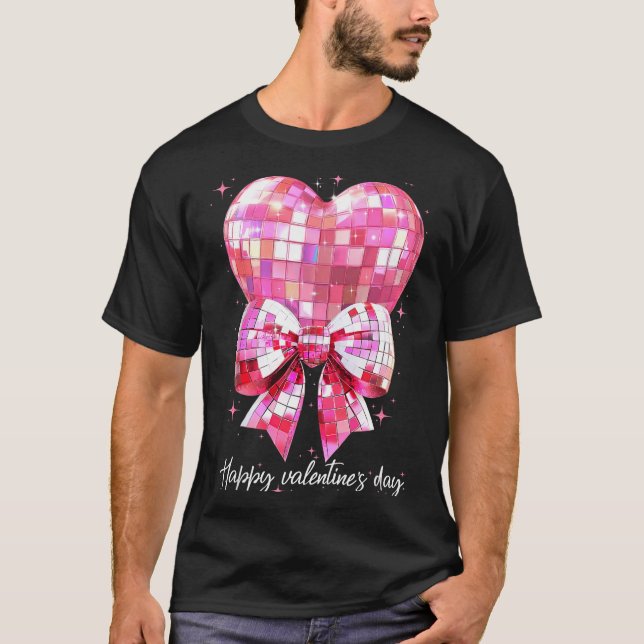 Happy Valentine's Day Funny Coquette Disco Ball He T Shirt (Framsida)