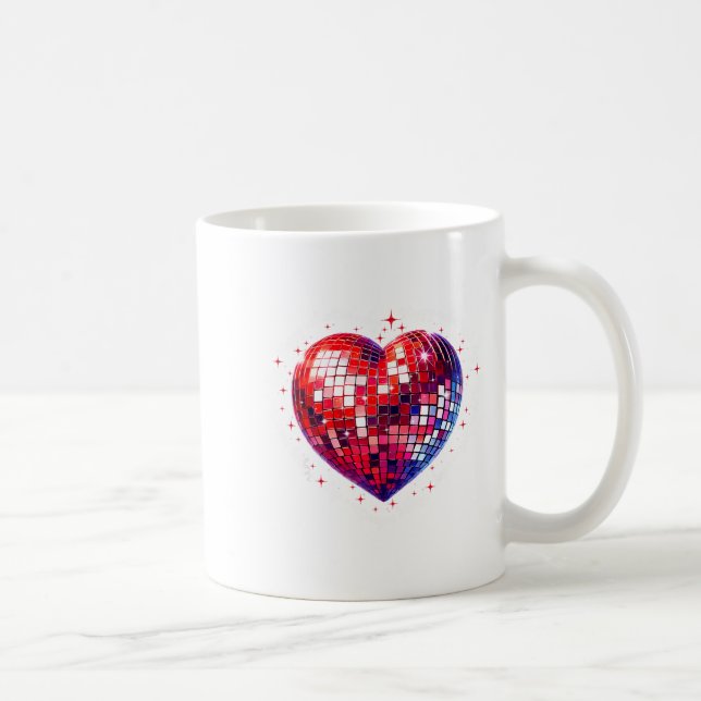 Happy Valentine's Day Funny Coquette Red Disco Bal Kaffemugg (Höger)