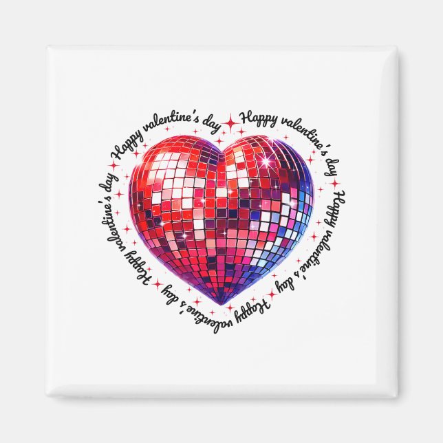 Happy Valentine's Day Funny Coquette Red Disco Bal Magnet (Framsidan)
