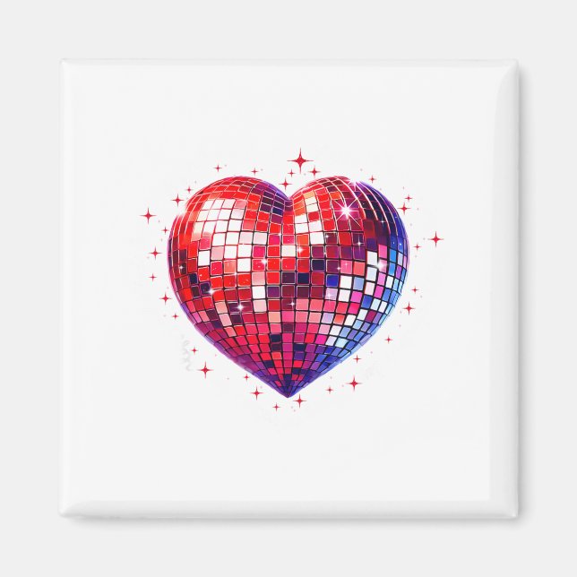 Happy Valentine's Day Funny Coquette Red Disco Bal Magnet (Framsidan)