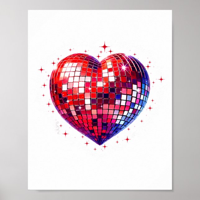 Happy Valentine's Day Funny Coquette Red Disco Bal Poster (Framsidan)