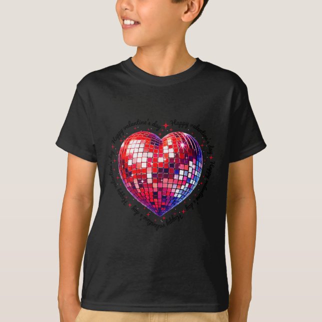 Happy Valentine's Day Funny Coquette Red Disco Bal T Shirt (Framsida)