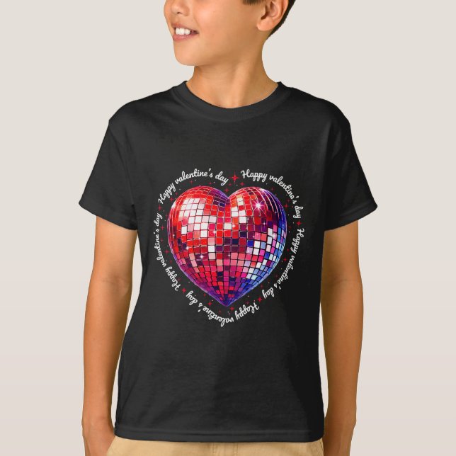Happy Valentine's Day Funny Coquette Red Disco Bal T Shirt (Framsida)