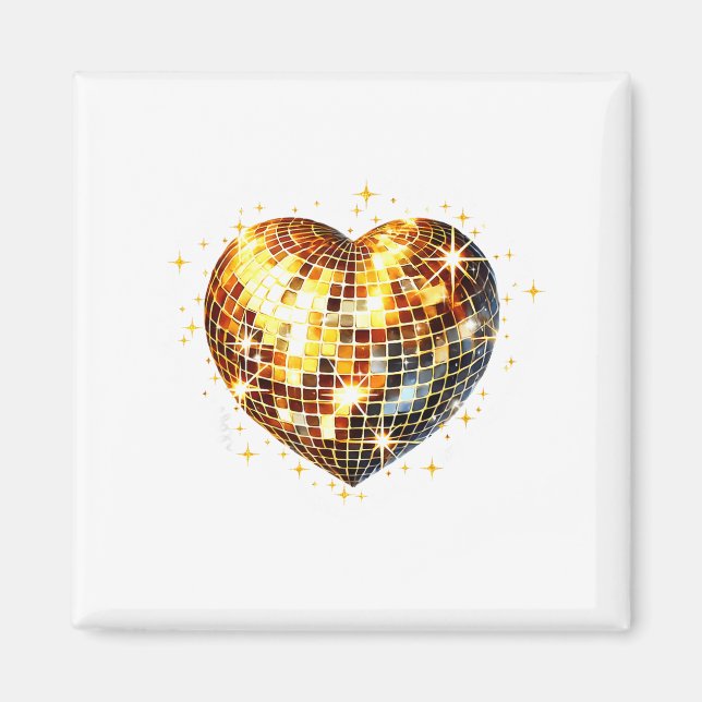 Happy Valentine's Day Funny Gold Coquette Disco Ba Magnet (Framsidan)