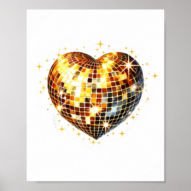 Happy Valentine's Day Funny Gold Coquette Disco Ba Poster (Framsidan)