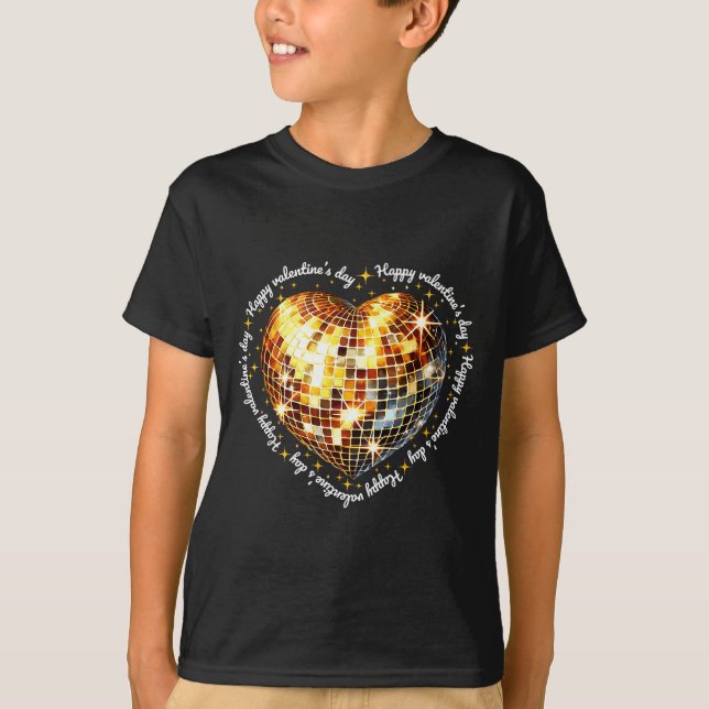 Happy Valentine's Day Funny Gold Coquette Disco Ba T Shirt (Framsida)