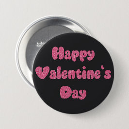 Happy Valentine's Day Glitter Button Knapp